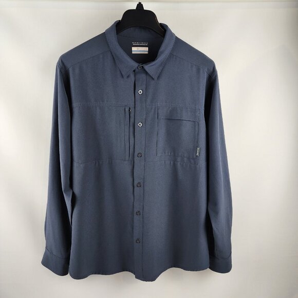 Columbia Shirt Mens Large Omni Wick Advanced Evaporation L/S Button Down Gray - Picture 1 of 7